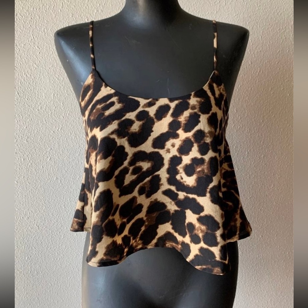 Leopard Small Crop Blouse Tank Top Flowy